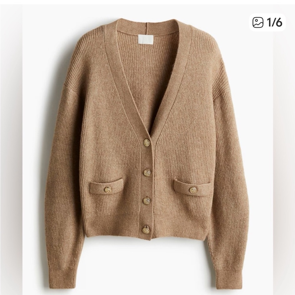H&M Camel Button-Up Cardigan